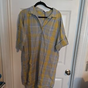Yellow and Gray Plaid Women's Deryn Dress